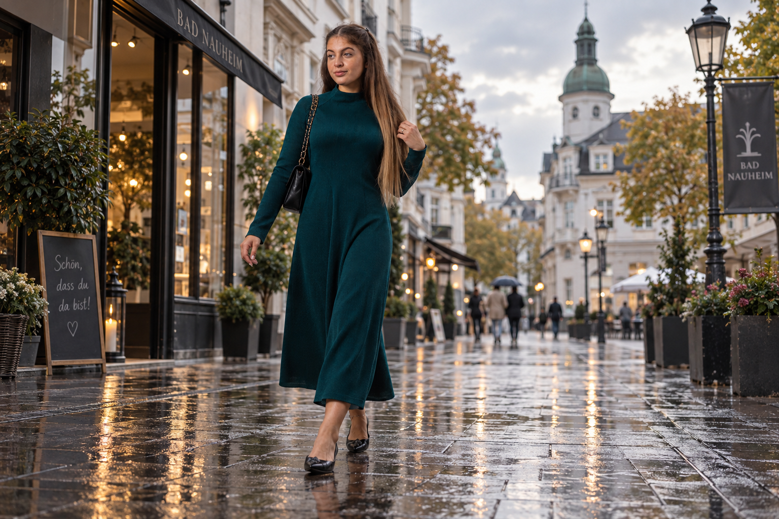 Bad Nauheim Streetstyle - Maxikleid PETRONO mit Stehkragen