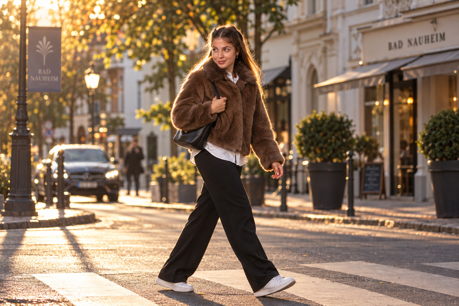 Bad Nauheim Streetstyle - Fake Fur Lederhemd TARA mit Fellkragen