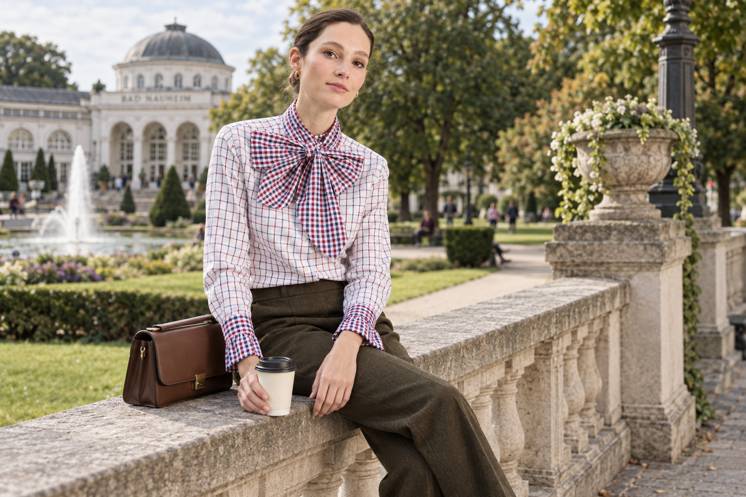 Bad Nauheim Streetstyle - Karierte Bluse mit Maxischleife