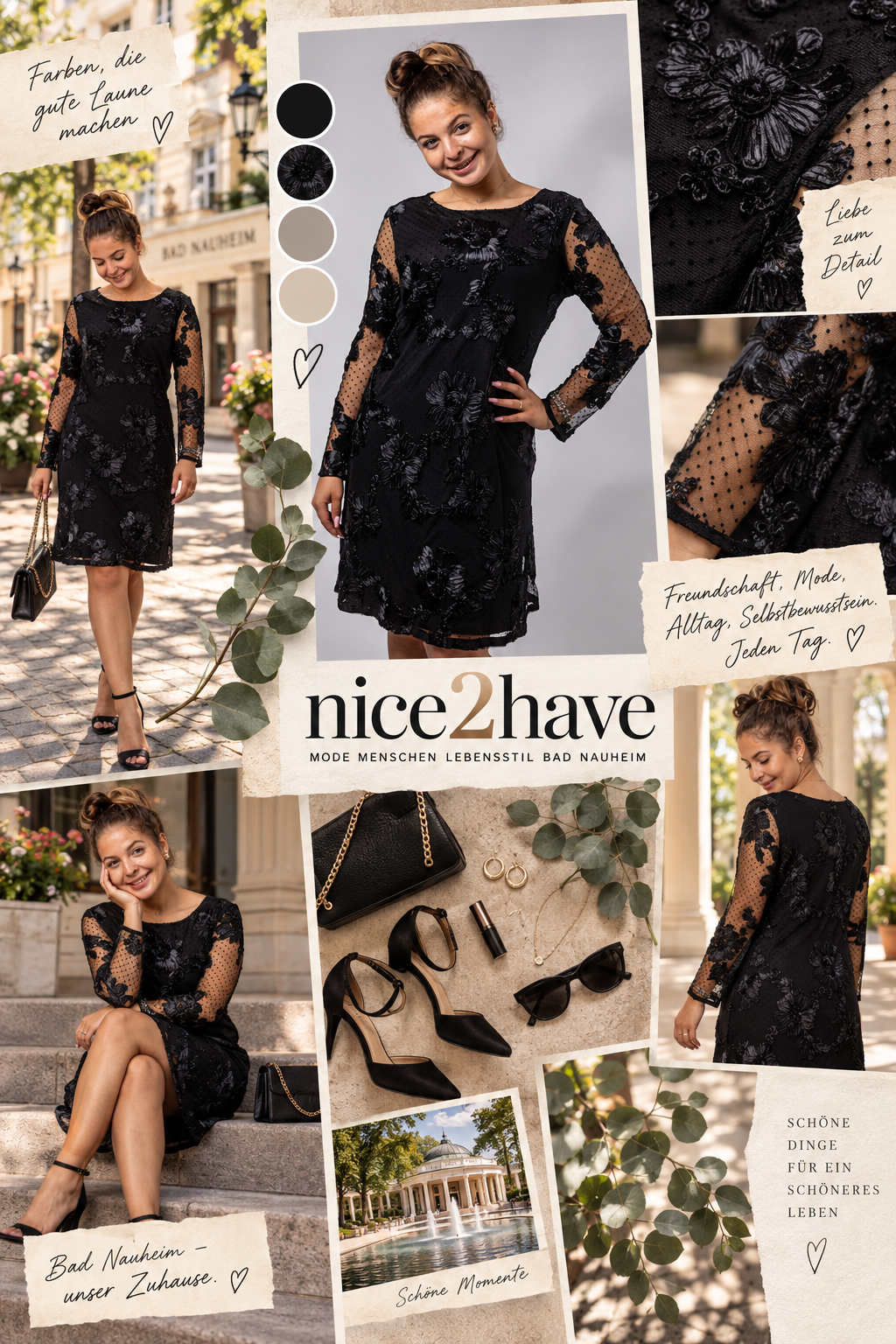 Moodboard - Inspiration für Tailliertes Langarm Kleid mit Stickereien
