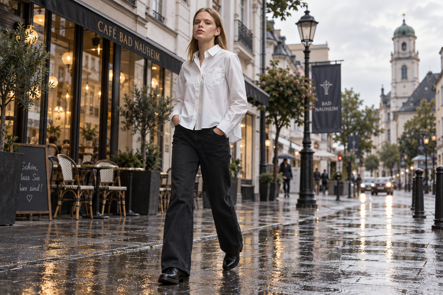 Bad Nauheim Streetstyle - Hemdbluse mit Liegefalten und Brusttasche