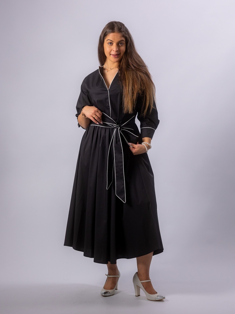 [DR4020_SW-36] Maxikleid beige+schwarz (Schwarz, 36)