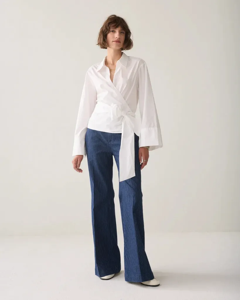 [P3499_2s3517_WS-34] Feste Popeline Wickelbluse (34)