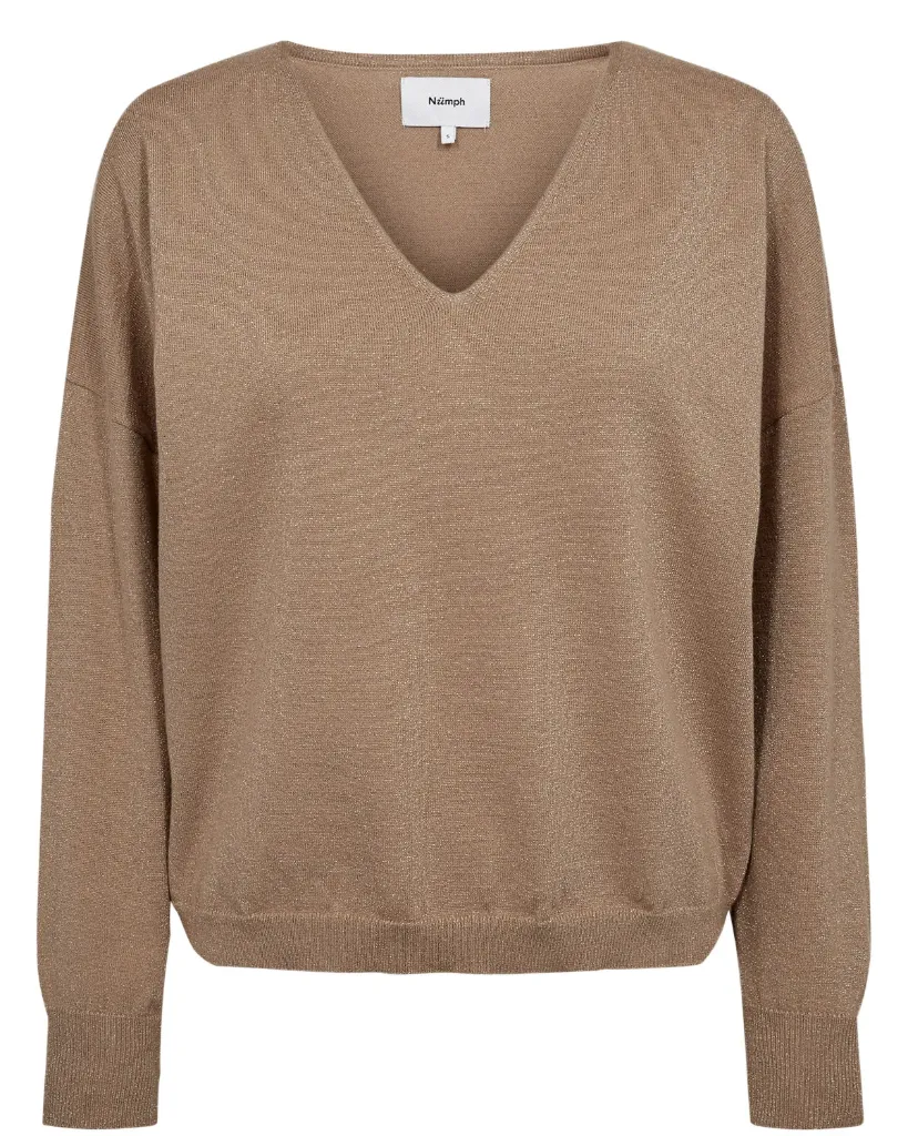 [P3502_700828_BN-XS] NUDAYLETTA Feinstrickpullover mit Lurex und V-Ausschnitt (XS)