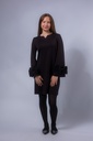 Langarm Stretch-Kleid mit Rundhalsausschnit