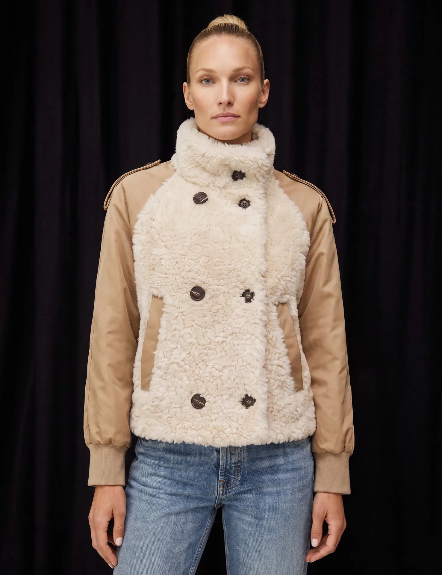 [P3507_London_BG-36] Teddyjacke im Utility-/Bomber-Look mit Stehkragen (36)
