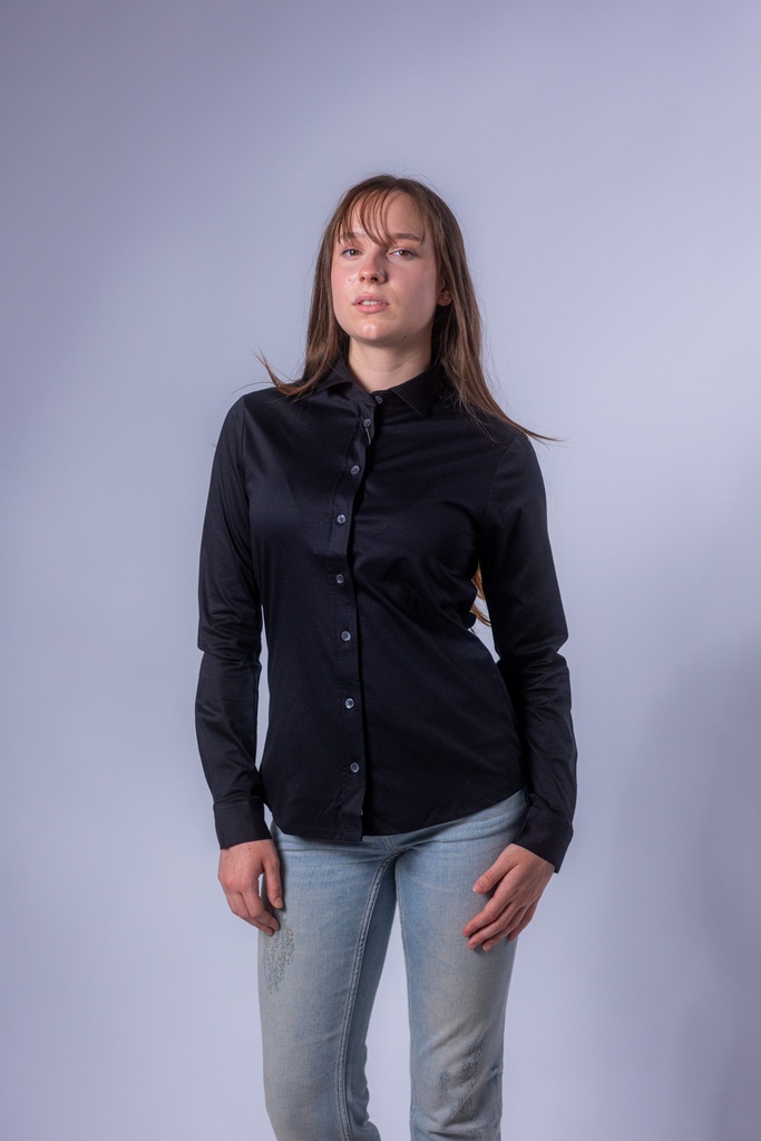 [P3461_81971_SW-S] Jersey-Bluse Slim Michaela (Schwarz, S)