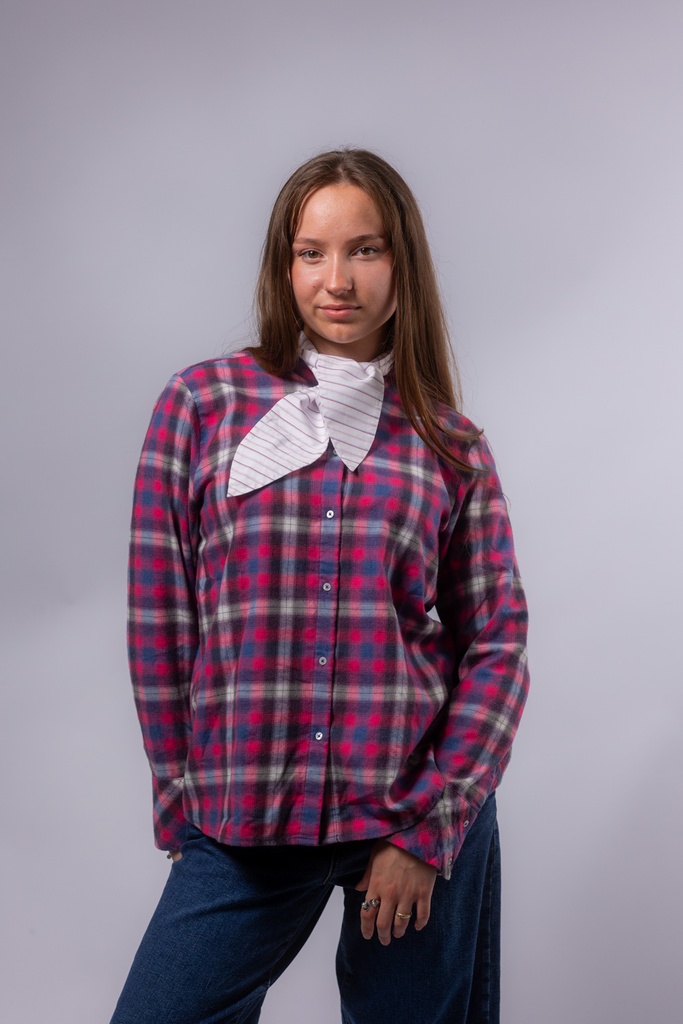 [P3522_8972_KA-36] Flanellbluse mit kleinem Loop (36)
