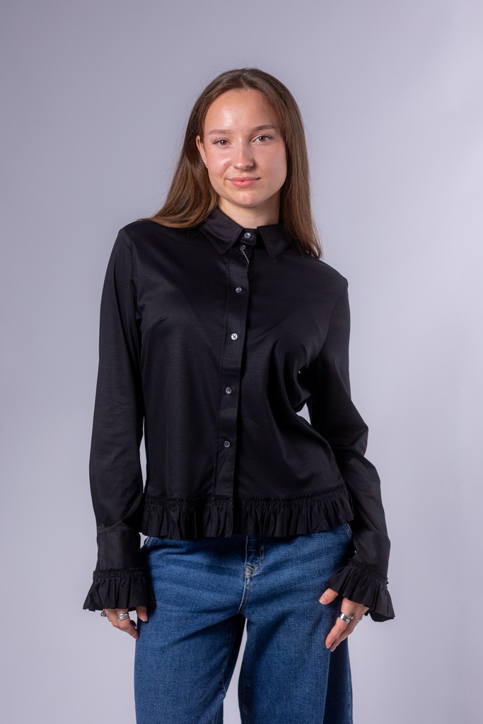 Jersey Bluse mit Rüschenborte