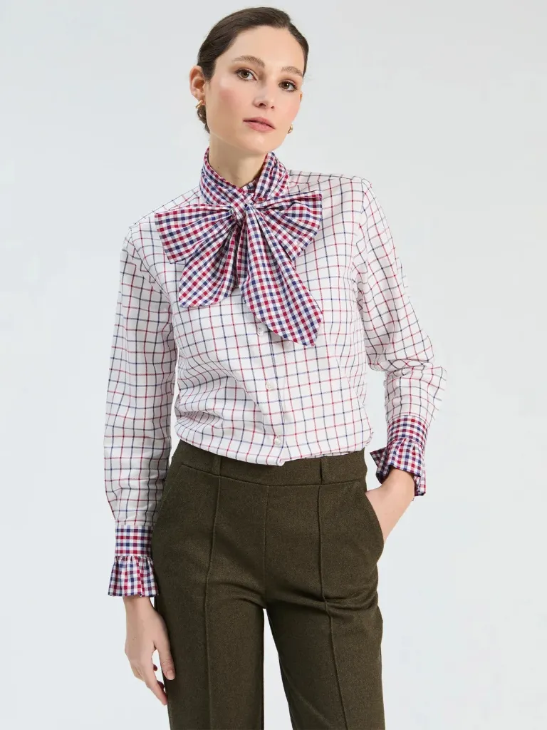 Karierte Bluse mit Maxischleife