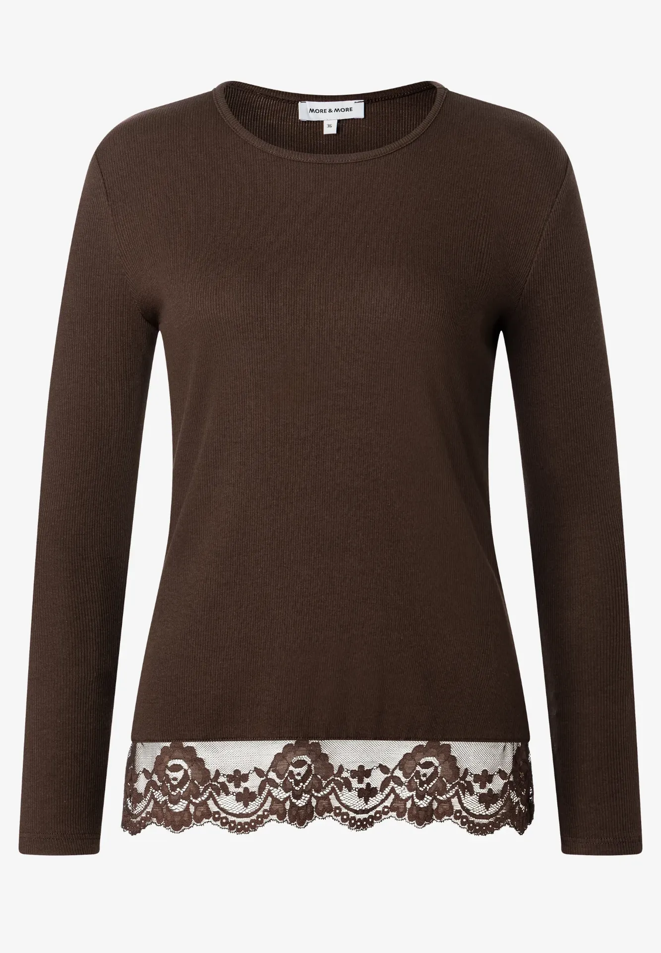 Langarm T-Shirt mit Spitzensaum