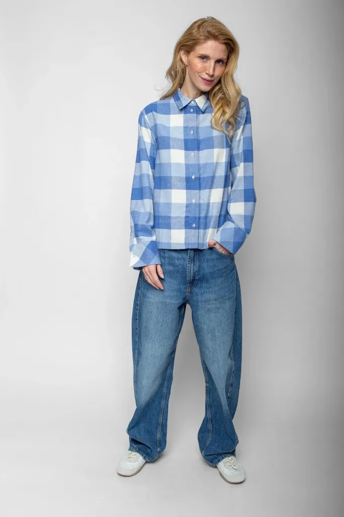 Samtweiche karierte Hemdbluse