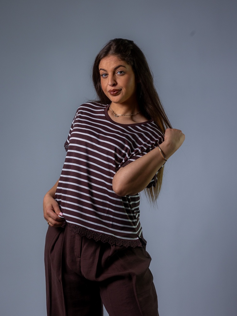 Ringelshirt mit Spitze